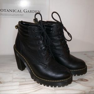 Dr Martens Persephone Boots Black Pebbled Leather